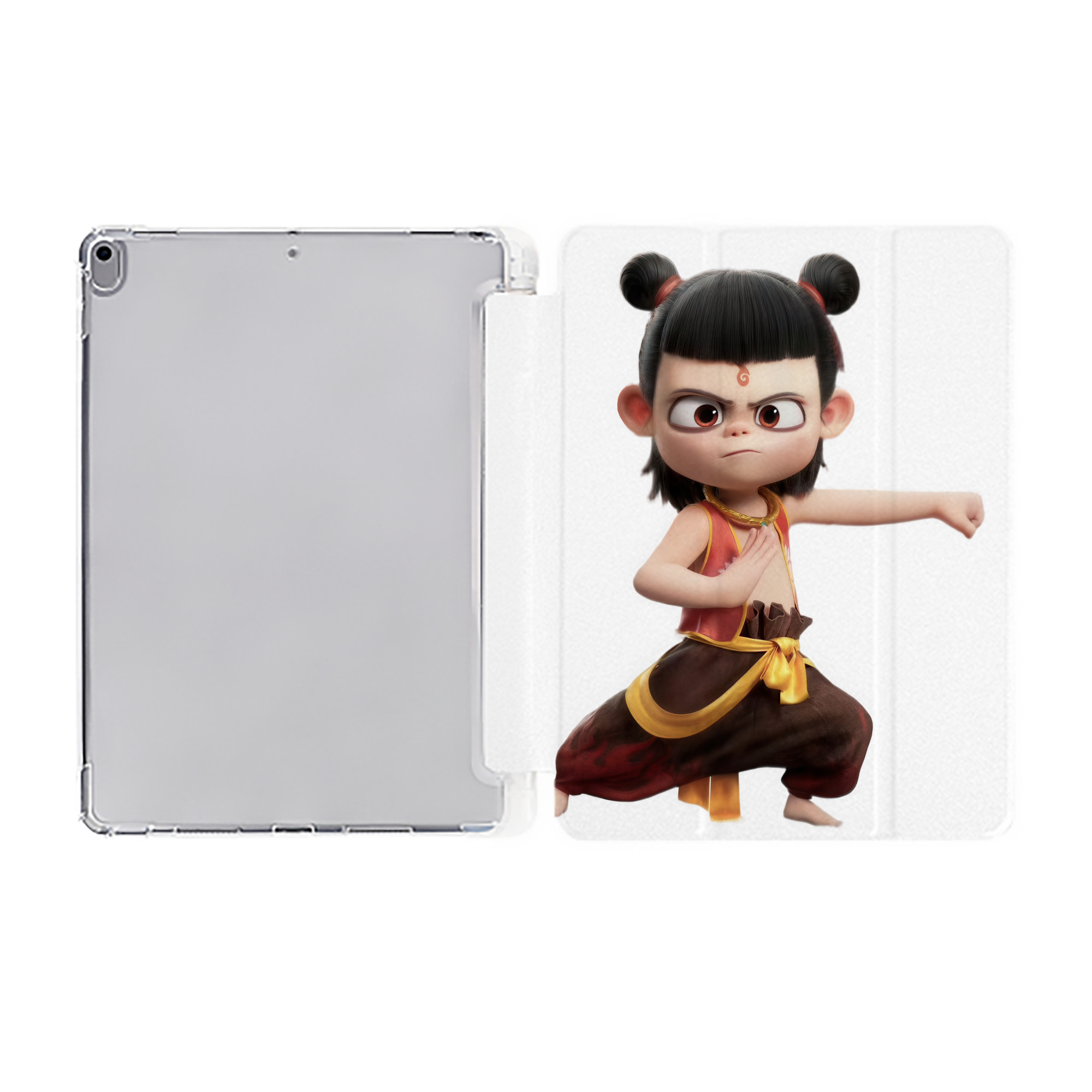 （画像用） Ne Zha 2 ナタ 魔童の大暴れ IPad ケース ペン収納付き 三つ折りスタンド PUレザー×シリコン 対応機種9.5/10.5/10.9インチ